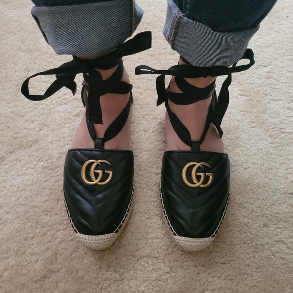 GUCCI Espadrilles GG Canvas Mules Beige 620120 Gucci Espadrilles